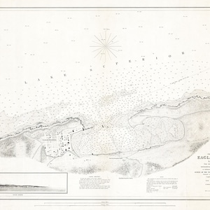1858 Seekarte von Adler Hafen Lake Superior