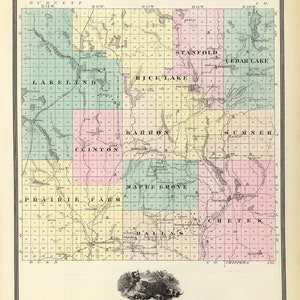 1878-Karte von Barron County, Wisconsin