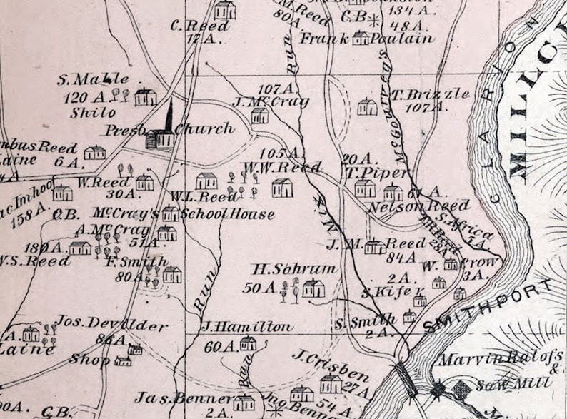 1877 Map of Highland Township Clarion County Pennsylvania Oil Etsy