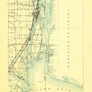 1906 Topo Map of Wyandotte Michigan Detroit River