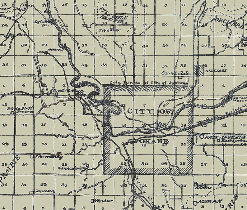1900 Map of Spokane County Washington Etsy