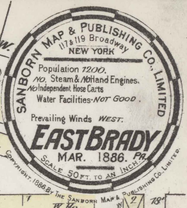 1886 Town Map of East Brady Clarion County Pennsylvania Etsy