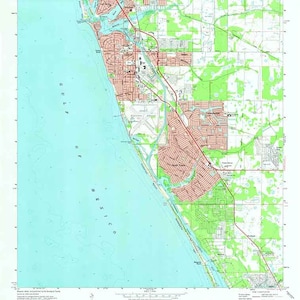 Topokaart uit 1973 van de Vierhoek van Venetië, Florida