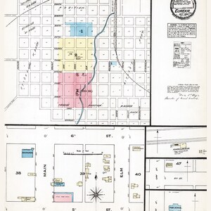 1884 Plan de la ville d'Eureka, comté de Greenwood, Kansas