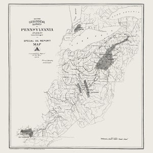 1874-Karte der Ölregionen in den Appalachen