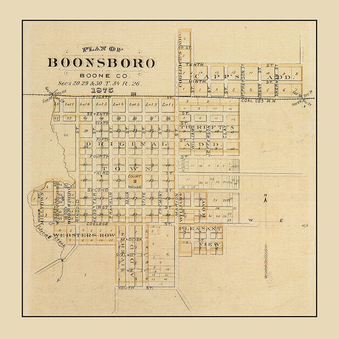 1875 Town Map of Boonsboro Boone County Iowa Etsy