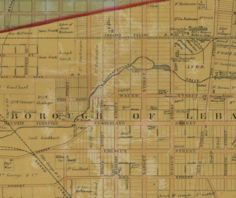 1860 Map of Lebanon County Pa Jonestown Annville Etsy