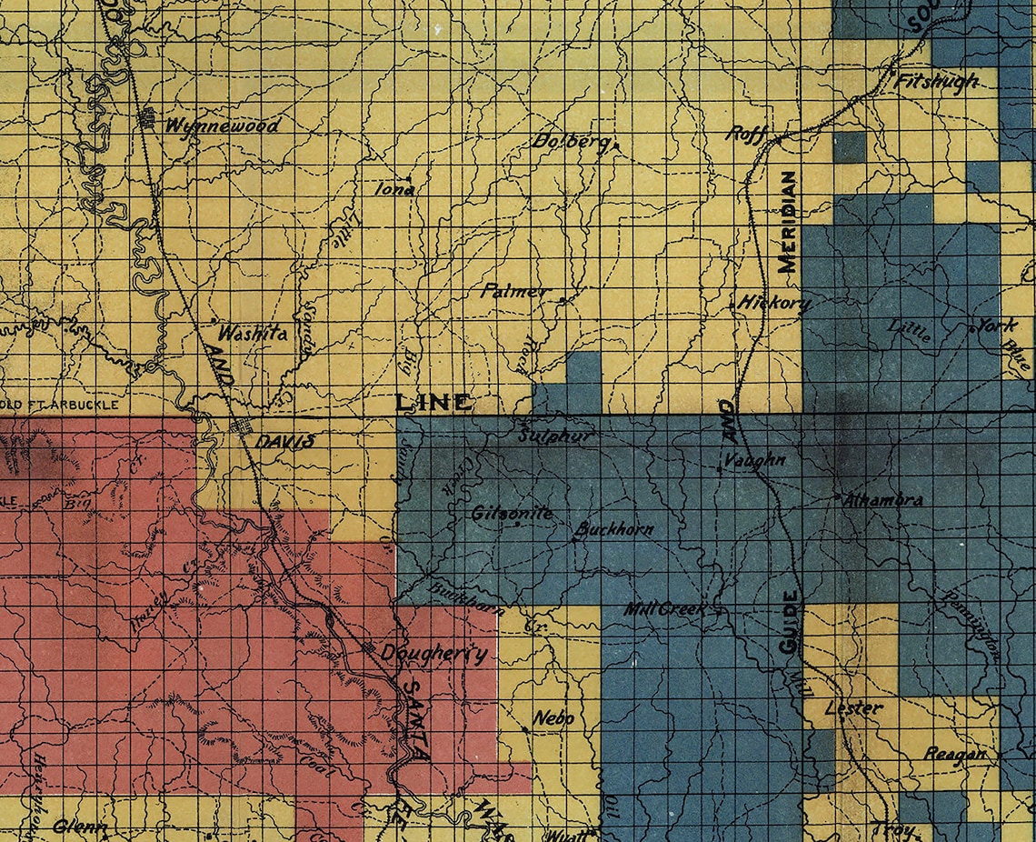 1900 Map of the Chickasaw Nation Indian Territory Oklahoma | Etsy