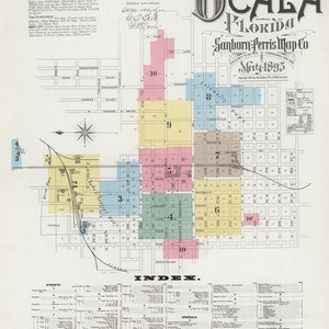 1895 Town Map of Ocala Marion County Florida