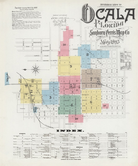 1895 Town Map of Ocala Marion County - Il 570xN.1825954328 P68w