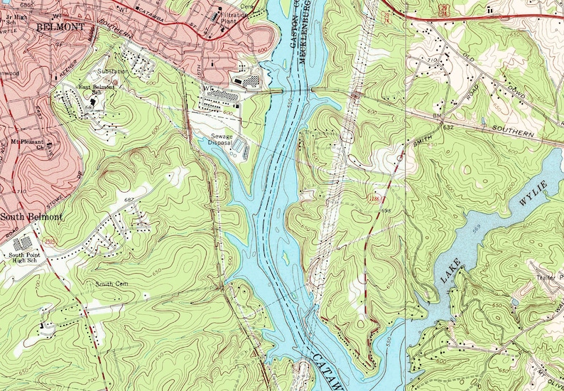1973 Map of Lake Wylie South Carolina Etsy