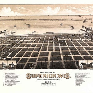 1883 Panoramakarte von Superior Wisconsin