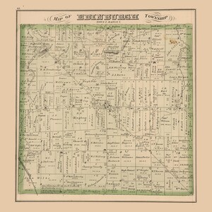 1874 Carte du canton d'Édimbourg, comté de Portage, Ohio