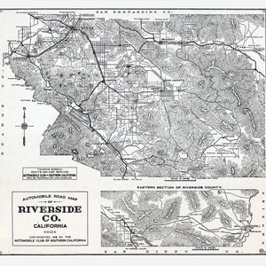 1919 Carte du comté de Riverside en Californie