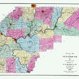 1865-Karte der Ölregion Venango County in Pennsylvania