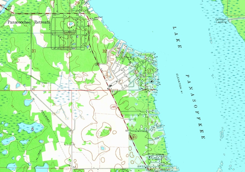 1968 Map of Lake Panasoffkee Sumter County Florida Etsy Ireland