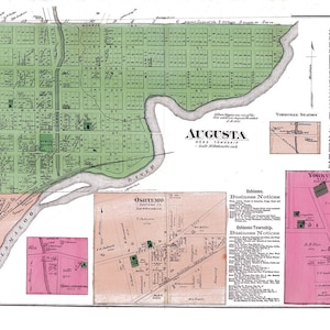 Stadskaart uit 1873 van Augusta Kalamazoo County Michigan