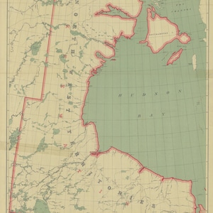 Carte de 1911 des Territoires du Nord-Ouest de la baie d'Hudson et du Keewatin