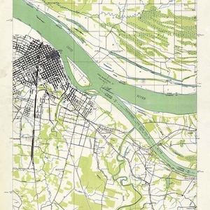 1936 Topo Map of Paducah Kentucky Ohio River Tennessee River