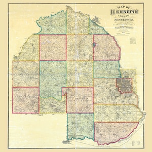Carte du comté de Hennepin, Minnesota, 1879