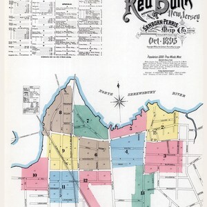 1895 Plan de Red Bank, comté de Monmouth, New Jersey