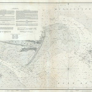 1850 Nautical Chart of Cat and Ship Island Mississippi