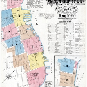 1888 Town Map of Newburyport Essex County Massachusetts