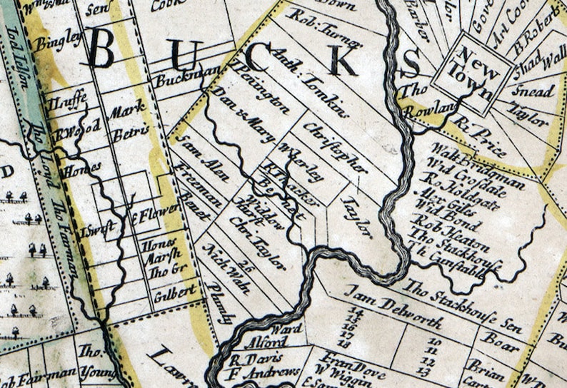 1687 Map of Bucks County Pennsylvania Chester and Philadelphia Etsy