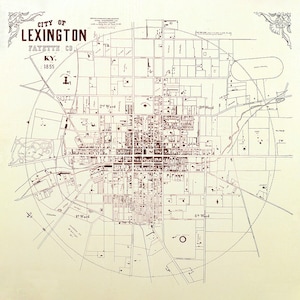 1855, carte du comté de Lexington Fayette, Kentucky