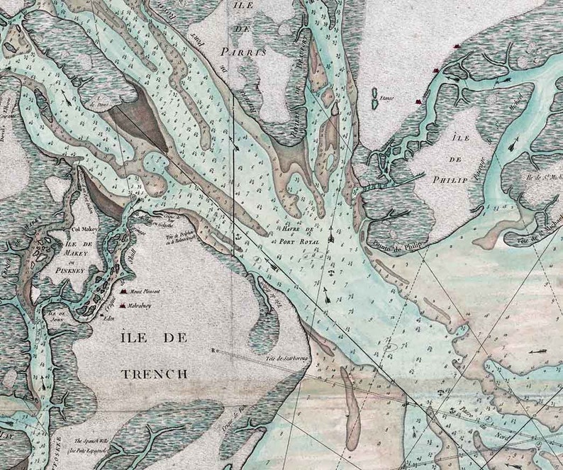 1778 Map of Port Royal Sound South Carolina Etsy