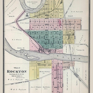 1886-Karte von Rockton Winnebago County, Illinois