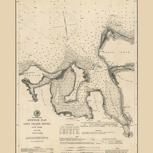 Carta náutica de 1889 de Oyster Bay Long Island Sound Nueva York