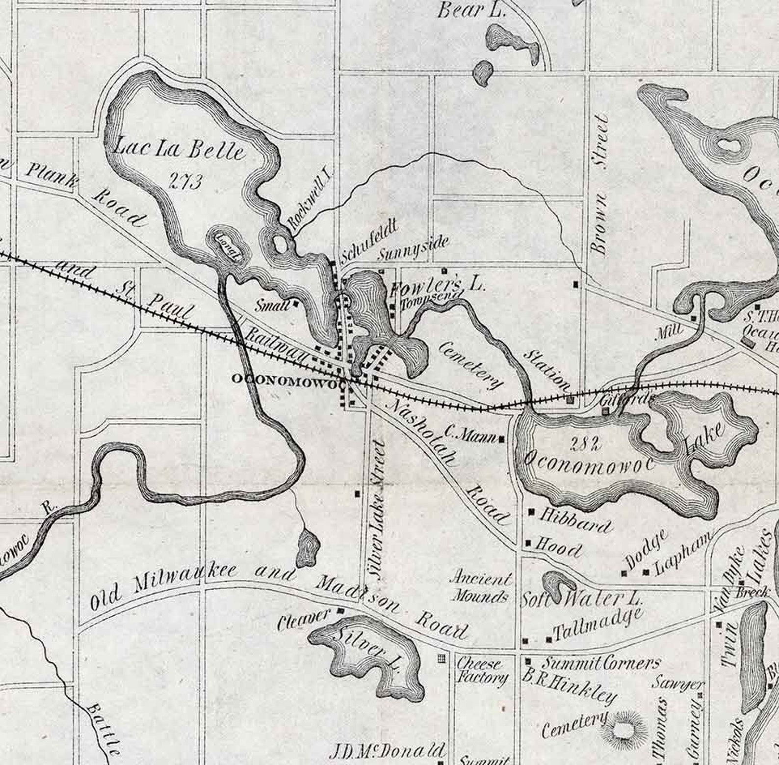 1876 Map of Lakes Around Oconomowoc Wisconsin Etsy