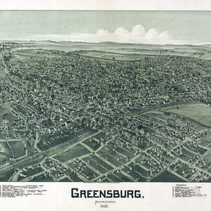 1901 Panorama-Karte von Greensburg Pennsylvania