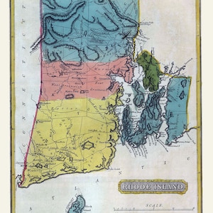 1816, la carte du Rhode Island