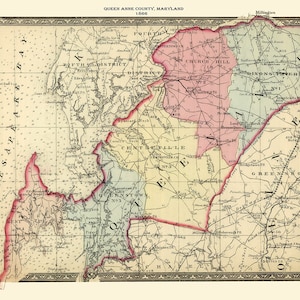 1866 Carte du comté de Queen Anne, Maryland