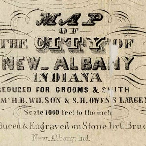 1856 Map of New Albany Indiana - Etsy