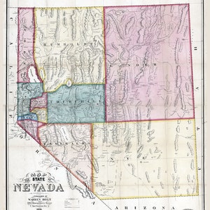 Carte de l'État du Nevada de 1866