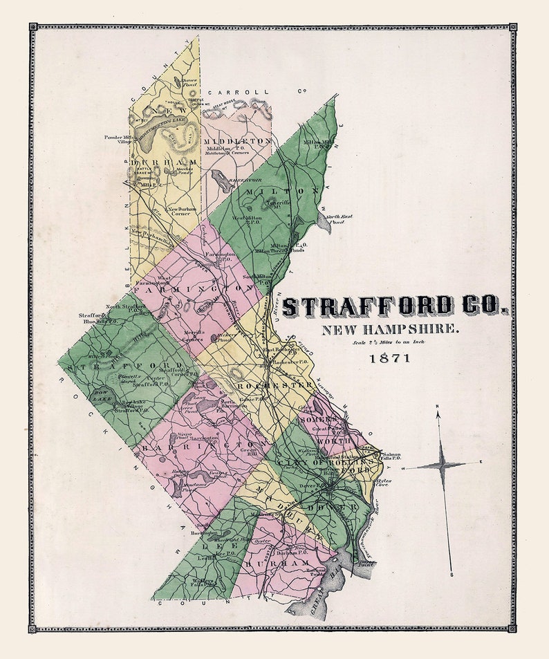 1871 Map of Strafford County New Hampshire Etsy