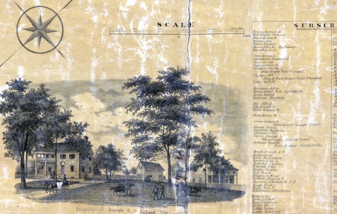 1859 Farm Line Map of Plumstead Township Bucks County Pa Etsy