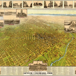 1908 Panoramakarte von Denver, Colorado