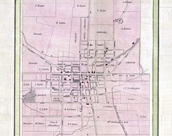 1847 Town Map of West Chester Pennsylvania