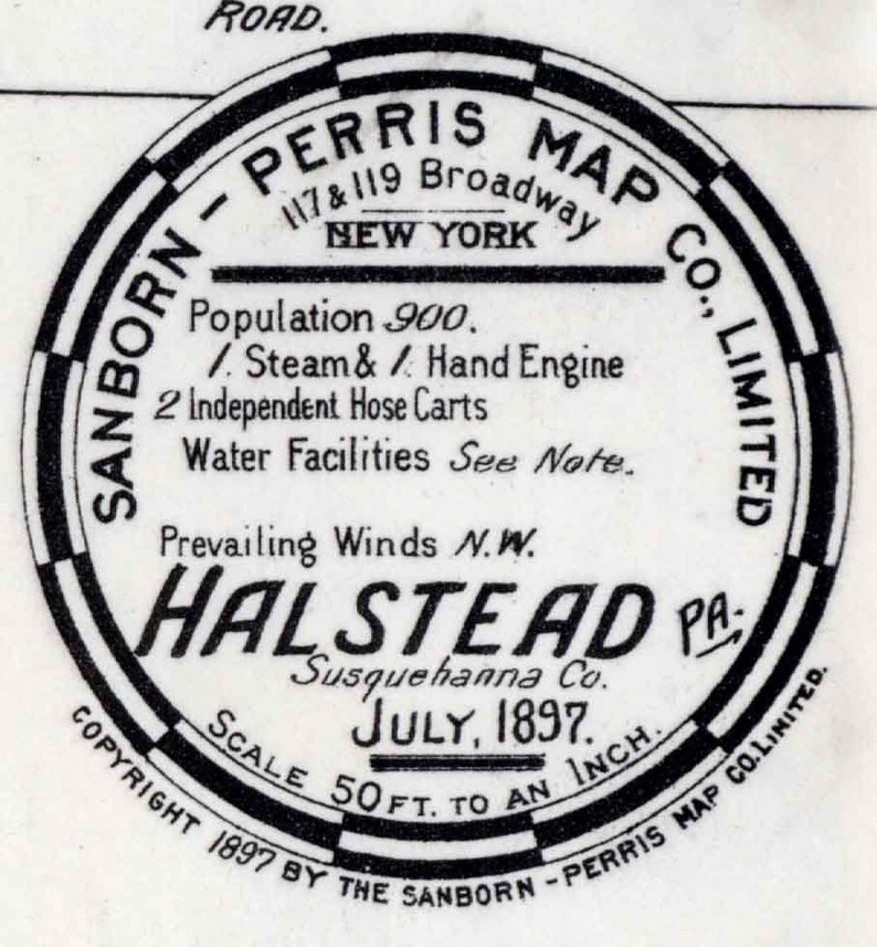 1897 Town Map of Hallstead Susquehanna County Pennsylvania Etsy