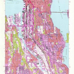 1949 Topo Karte von Seattle South Washington Lake Washington
