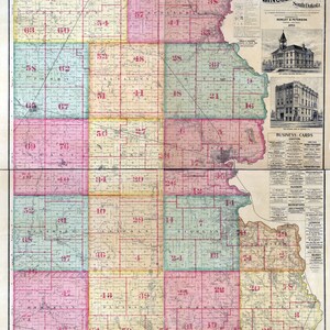 Kaart uit 1893 van het kanton Lincoln County South Dakota