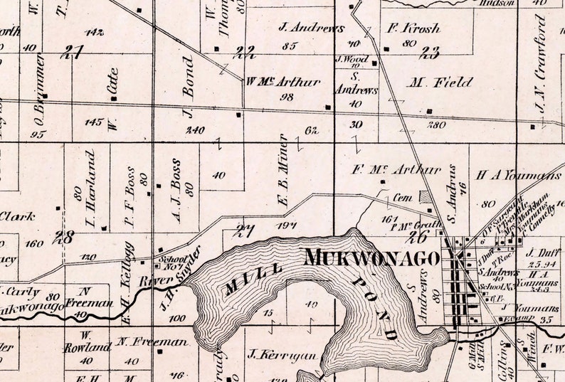 1873 Map of Mukwonago and Vernon Township Waukesha County Etsy