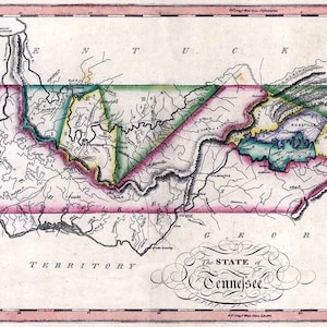 1817 Map of the State of Tennessee