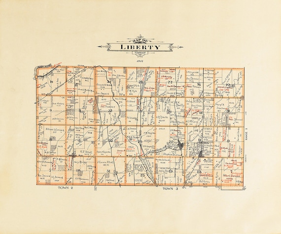 Liberty Township Ohio Map 1914 Map Of Liberty Township Butler County Ohio | Etsy