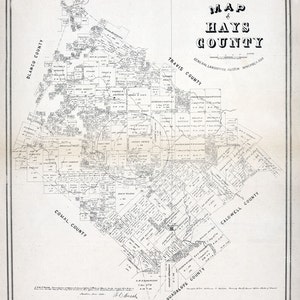 1880 Farm Line Map du comté de Hays au Texas