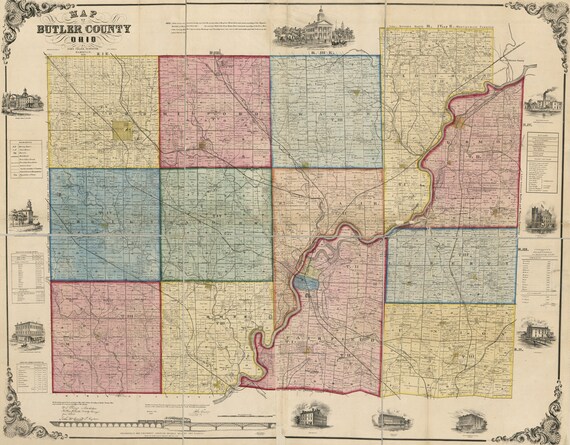 1857 Farm Line Map of Clermont County Ohio